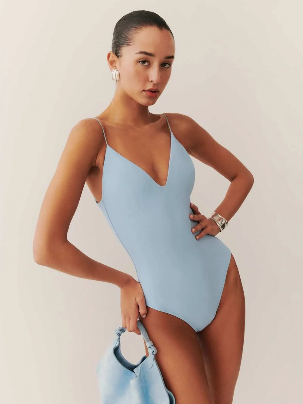 NEW Reformation Rio One Piece Swimsuit In Mineral Size M